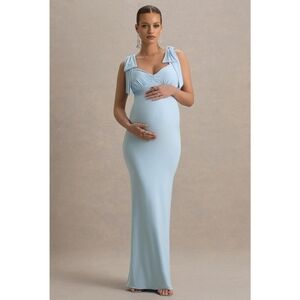 Elegant Light Blue Maternity Dress